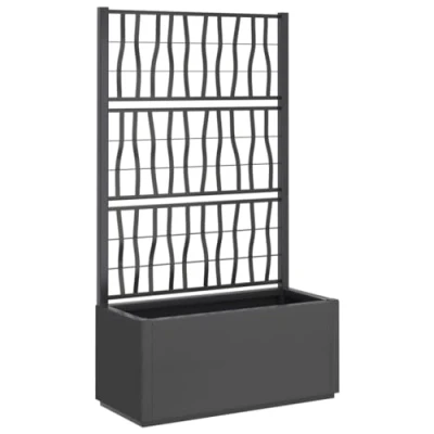 Afbeelding van Plantenbak met latwerk 80x36x140 cm polypropeen donkergrijs