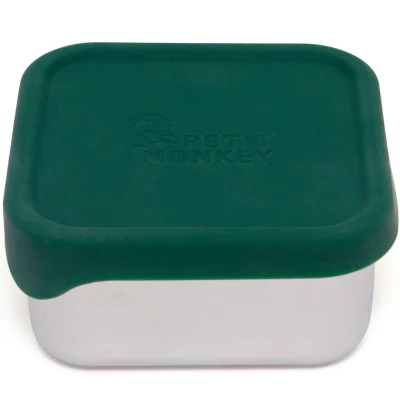 Afbeelding van Petit monkey rvs snackdoosje mae pine green