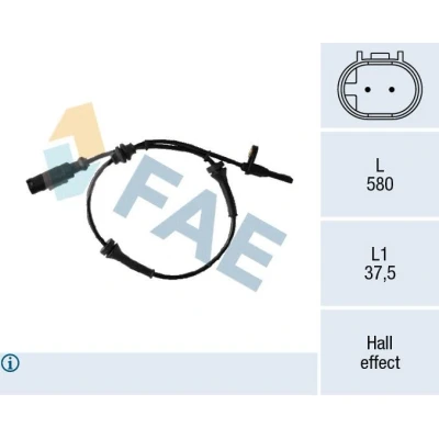 Afbeelding van FAE 78307 ABS Sensor Met kabel Geluidsensor 2 polig 580mm