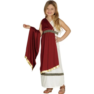 Afbeelding van Fiestas Guirca Verkleedjurk Archeon Meisjes Wit/rood Mt 140/148