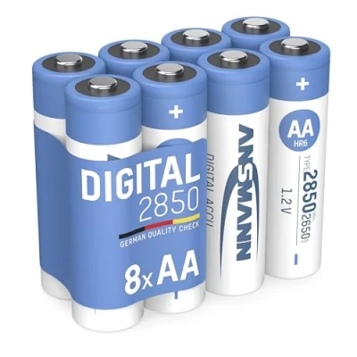 Afbeelding van ANSMANN Accu AA 2.850 mAh (min. 2.650 mAh) NiMH 1,2 V (8 stuks) oplaadbare penlitebatterijen AA, hoge capaciteit voor een hoog stroomverbruik
