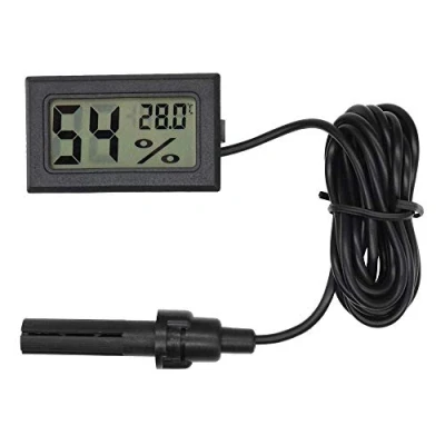 Afbeelding van Eidyer digitale thermometer, hygrometer, LCD embedded mini vochtigheidssonde voor reptielen incubator, gevogelte, kantoor, salon, zwart