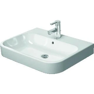 Afbeelding van Duravit HappyD 2 meubelwastafel geslepen m. overloop 1 kraangat 65x50.5cm wit