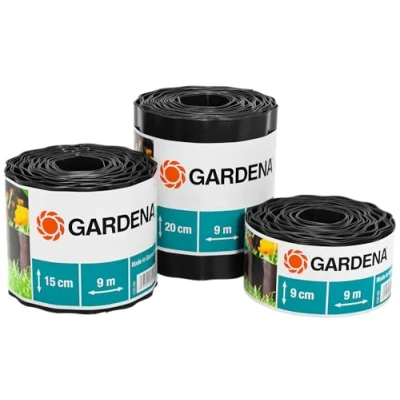 Afbeelding van GARDENA 00530 20 gazonrand 9 cm hoog: Ideale perkafscheiding, ook voor gazonranden, m, voorkomt verspreiding van wortels, kunststof, bruin