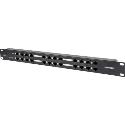 Afbeelding van Intellinet Port Origin patchpaneel UTP 19&quot; 1 HE 10000 12 poorts passief PoE 19 inch zwart