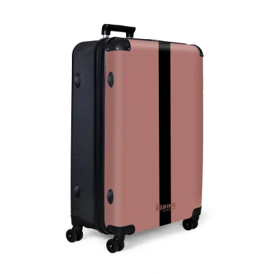 Afbeelding van NoBoringSuitcases.com® Koffer groot Reiskoffer lichtgewicht Roze met zwarte streep Rolkoffer 4 wielen Grote trolley XL 98 liter bagage