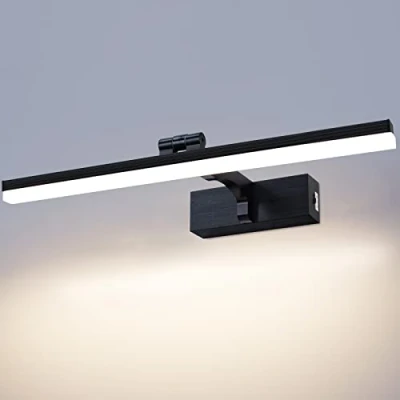 Afbeelding van TYhogar 40cm dimbare kleurtemperatuur spiegellamp, moderne verlichting slaapkamer nachtkastje wandlampen met verstelbare lichtkop, 3000K/4500K/6000K dimbaar wandlamp voor woonkamer gangdeuren zwart