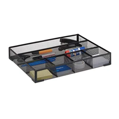 Afbeelding van Relaxdays bureau organizer metaal 6 vakken sorteersysteem lade gaas zwart