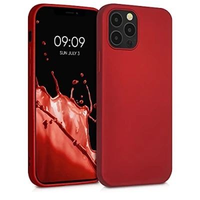 Afbeelding van kwmobile telefoonhoesje geschikt voor Apple iPhone 12 / Pro Hoesje smartphone Back cover in metallic donkerrood