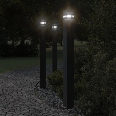 Afbeelding van Vloerlamp voor buiten met sensor 110 cm aluminium zwart