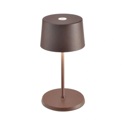 Afbeelding van Zafferano, Olivia Mini Lamp, Draagbare en Oplaadbare Tafellamp met Touchbediening, Geschikt voor Binnen Buiten, Dimmer, 2200 3000 K, Hoogte 22 cm, Corten kleur
