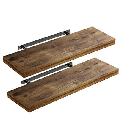 Afbeelding van Casaria Wandplank 2 Stuks Hout met Bevestiging Zwevend 15 kg Draagkracht Plank Keukenplank 70 cm Donker Eiken