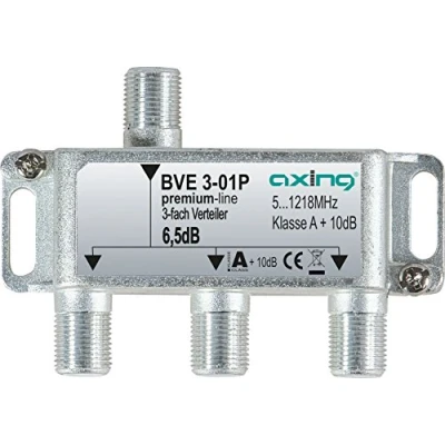 Afbeelding van Axing BVE 3 01P voudige verdeler kabeltelevisie CATV multimedia DVB T2 klasse A+, 10dB, 5 1218 MHz metaal