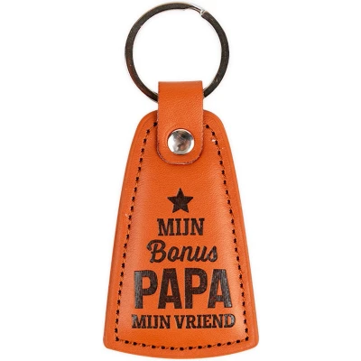 Afbeelding van Sleutelhanger Imitatieleer Bruin mijn bonus papa vriend