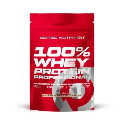 Afbeelding van Scitec Nutrition 100% Whey Proteïne, professioneel, verrijkt met extra aminozuren en spijsverteringsenzymen, glutenvrij, palmolievrij, 1 kg, chocolade koekjes crème