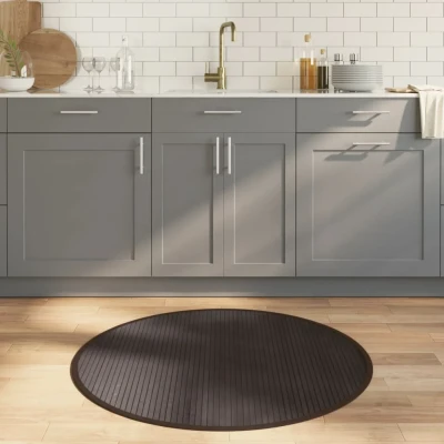 Afbeelding van Vloerkleed rond 100 cm bamboe donkerbruin