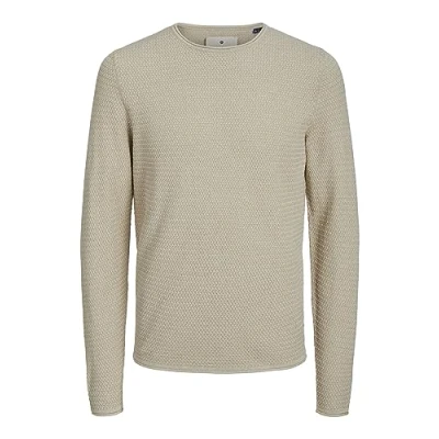 Afbeelding van JACK &amp; JONES PREMIUM gemêleerde fijngebreide trui JPRBLUMIGUEL beige