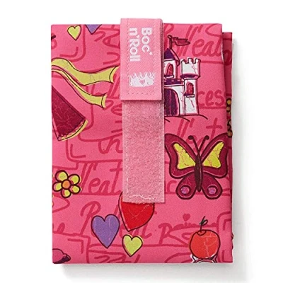 Afbeelding van Roll&#039;eat ® Boc&#039;n&#039;Roll Kids Herbruikbare Ecologische Boterhamzak zonder BPA, Roze Prinses Waterdicht, Vlek bestendig, Gemakkelijk Te Reinigen Machine wasbaar