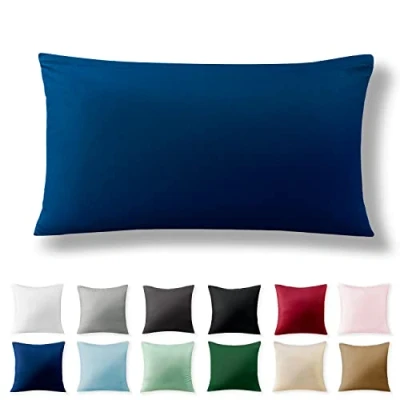 Afbeelding van Alreya Renforcé kussensloop 40 x 80 cm 100% katoen met YKK ritssluiting, superzachte kussensloop, kussenhoes, Oeko Tex® standaard gecertificeerd, Blauw, alleen