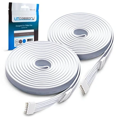 Afbeelding van Litcessory Verlengkabel voor Philips Hue Lightstrip Plus (3m, 2 Stuk, Wit STANDARD 6 SPELD V3)