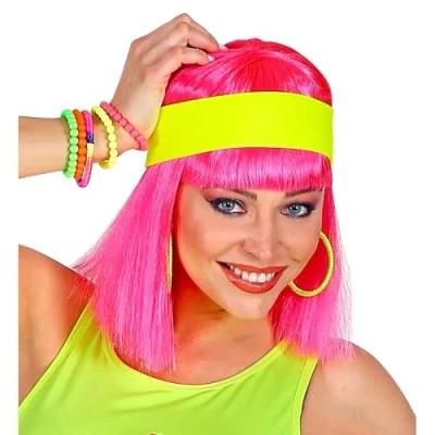 Afbeelding van Widmann Neon hoofdband, jaren 80, eenheidsmaat, accessoire, kostuum, themafeest, carnaval, neongeel, One size