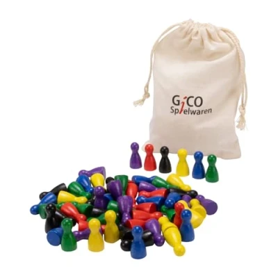 Afbeelding van GICO 60 halmakegels 24x12 van hout, set kleurrijk gesorteerd 6 kleuren 2132