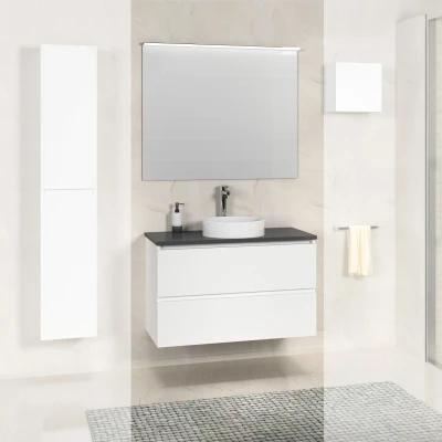 Afbeelding van Xellanz Bologna badmeubel 80cm matwit+stenen blad
