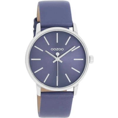 Afbeelding van Oozoo Timepieces dameshorloge polshorloge dames met leren armband modern horloge voor vrouwen elegant analoog in rond (36 mm behuizing), C11064 blauwpaars /