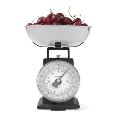 Afbeelding van Salter SA00562BFEU12 Timeless Mechanical Kitchen Scale 5 kg Capacity, 1 Litre Dishwasher Safe Bowl, Measures Grams/Oz., Baking Scale, Classic Design, Easy Read Large Digit Dial, 22cm Height, Black