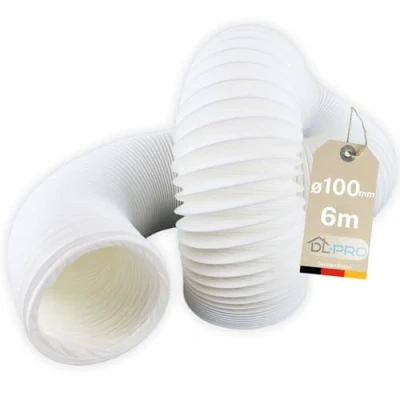 Afbeelding van DL pro Afvoerslang, 6 m, Ø 100 / 102 mm, flexibele pvc slang voor airconditioning, wasdroger, afzuigkap