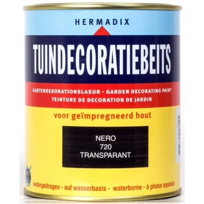 Afbeelding van Hermadix Tuindecoratiebeits Transparant 720 Nero 0,75 liter Tuinbeits
