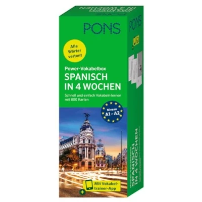 Afbeelding van PONS Power Vokabelbox Spanisch in 4 Wochen: Schnell und einfach Vokabeln lernen mit 800 Karten
