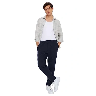 Afbeelding van Trendyol Marineblauwe Regular Fit Elastische Taille Gabardine Broek Tmnss23Pl00033