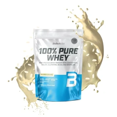 Afbeelding van BioTechUSA 100% Pure Whey Eiwitpoeder met BCAA en Glutamine Glutenvrij, Palmolievrij 21g Eiwit per portie, 454 g, Melk Rijst