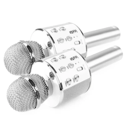 Afbeelding van Set van 2 MAX KM01 karaoke microfoons Zilver (2x)