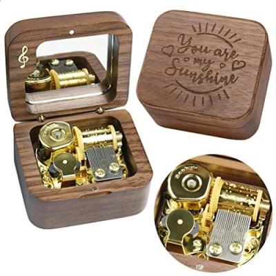 Afbeelding van Sinzyo You are My Sunshine Muziekdoos Vintage Houten Kerstmis Valentijnsdag Verjaardagscadeau (Walnoot Note Doos)