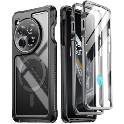 Afbeelding van POETIC Guardian Hoes compatibel met OnePlus 12 5G (2024), geïntegreerde displaybescherming, werkt vingerafdruk ID, schokbestendig, robuust, transparante, full body hybride beschermhoes,