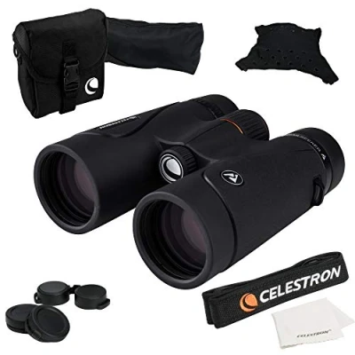 Afbeelding van Celestron 71404 TrailSeeker 8x42 mm Dakkantverrekijker met diëlektrisch gecoate lens, BaK 4 Prismaglas, lichte magnesiumlegering behuizing en zachte draaghoes, Zwart