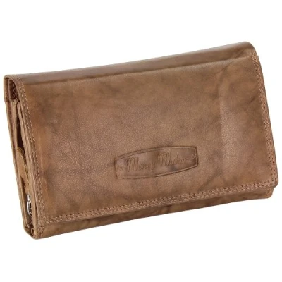 Afbeelding van Ledershop24 RFID Leren damesportemonnee voor dames, lang natuurlijk leer, cadeauset + exclusieve sleutelhanger