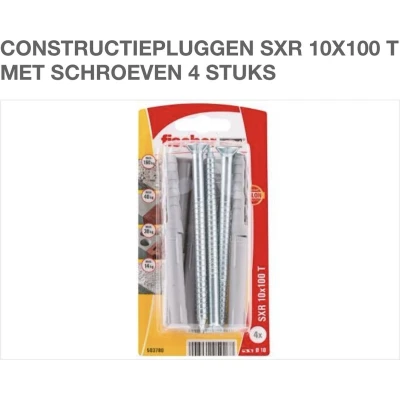 Afbeelding van Fischer SXR 10 x 100 T K NV Constructie plug mm 503780 1 set(s)