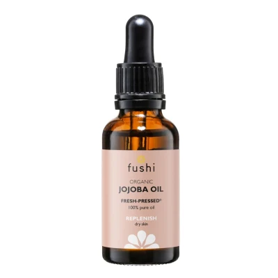Afbeelding van Fushi Biologische jojoba olie, 30 ml, ideaal voor huidreiniging, droge huid en droog haar, vers geperst, rijk aan vitamine E, hypoallergeen, ethisch gecertificeerd door de Vegan Society