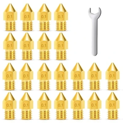 Afbeelding van MMOBIEL 20x E3D Extruder Printer Nozzles 0,1 mm messing V5 V6 3D voor 1,75 filament