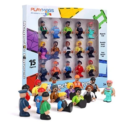 Afbeelding van Playmags Magnetische Figuren Community Figures Set Van 15 Stuks 2 Inch Speel Tegels STEM Speelgoed Kinderen Uitbreidingspakket