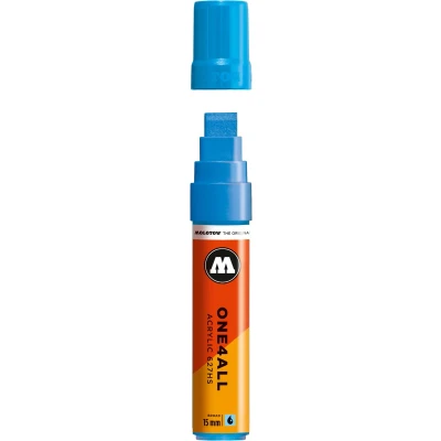 Afbeelding van Molotow ONE4ALL 15mm Acryl Marker Lichtblauw Geschikt voor vele oppervlaktes zoals canvas, hout, steen, keramiek, plastic, glas, papier, leer...