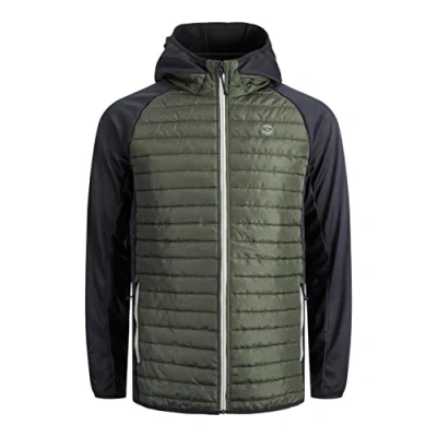 Afbeelding van JACK &amp; JONES Gewatteerde herenjas, licht, Forest Night/w. zwart, XL