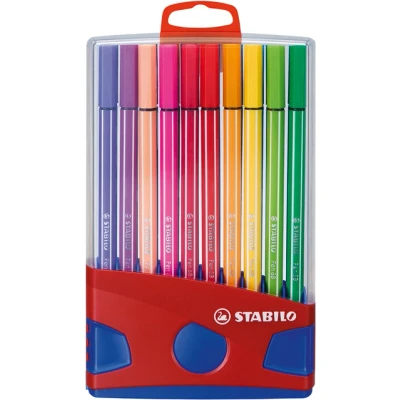 Afbeelding van Viltstift STABILO Pen 68/20 ColorParade in rood/blauw etui medium assorti à 20 stuks