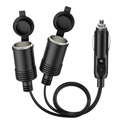 Afbeelding van Sigarettenaansteker Socket 1 naar 2 Mannelijk Vrouwelijke Adapter Splitter 12v 24v Verlengkabel met LED verlichting