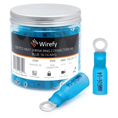 Afbeelding van Wirefy 130 Stuks M4 Kabeloog Kabelschoenen Krimpkous Auto&#039;s Rond Connector Kit Geïsoleerd 1,5 2,5 mm²