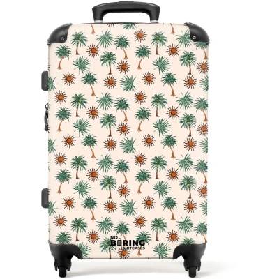 Afbeelding van NoBoringSuitcases.com Grote koffer Palmbomen en zonnetjes print Kinderkoffer geschikt voor jongen meisjes Reiskoffer met 4 wielen Trolley op wieltjes Rolkoffer groot kinderen 72 liter Ruimbagage valies 20kg