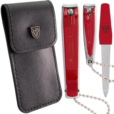 Afbeelding van Drei Schwerter Nagelknipper set &#039;CLIP&#039;, vingernagelknipper en voetnagelknipper in kunstleren etui (1105)